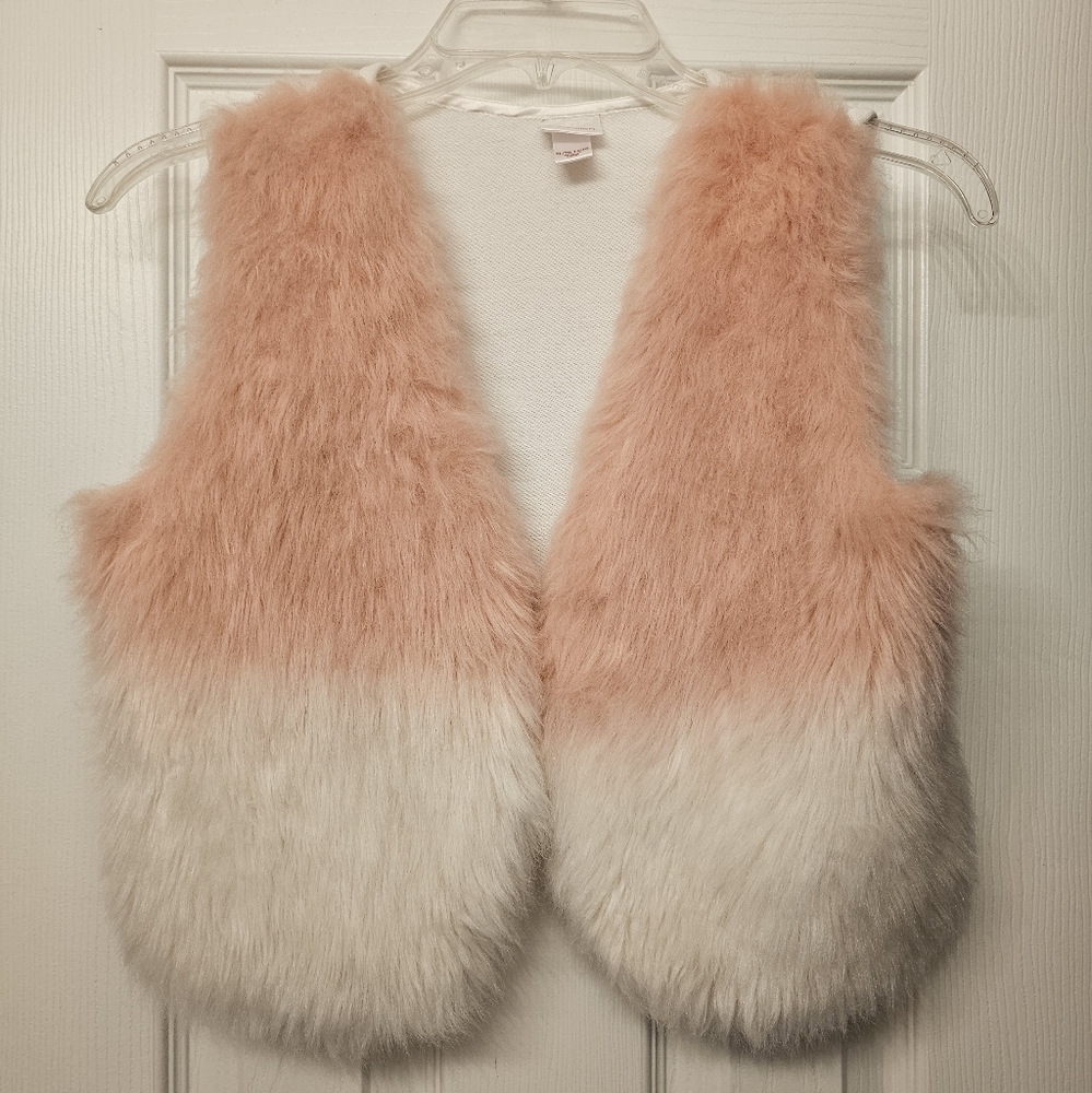 Xhilaration Pink and Cream Faux Fur Vest